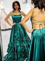 Load image into Gallery viewer, Ruffle Cute Prom Dress with Slit
