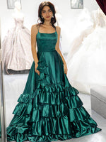 Load image into Gallery viewer, Dark Green Ruffle Prom Dress
