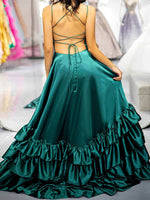 Load image into Gallery viewer, Ruffle Cute Prom Dress with Slit
