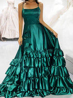 Load image into Gallery viewer, Dark Green Ruffle Prom Dress
