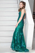 Load image into Gallery viewer, Navy Sequin Mermaid Prom Dress
