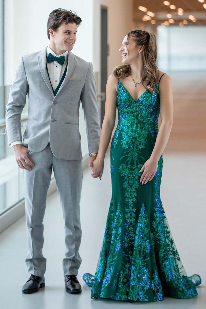 Navy Sequin Mermaid Prom Dress