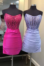 Load image into Gallery viewer, Strapless Corset Beaded Homecoming Dress
