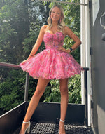 Load image into Gallery viewer, Tulle Sweetheart Floral Homecoming Dress with Ruffle
