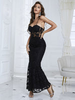 Load image into Gallery viewer, Lace Butterfly Spaghetti Straps Formal Dress
