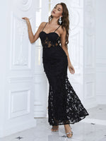 Load image into Gallery viewer, Lace Butterfly Spaghetti Straps Formal Dress
