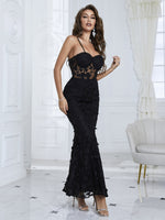 Load image into Gallery viewer, Lace Butterfly Spaghetti Straps Formal Dress
