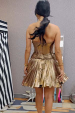 Load image into Gallery viewer, A-Line Corset Bodice Strapless Homecoming Dress
