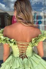 Load image into Gallery viewer, Cute Ruffle Corset Homecoming Dress
