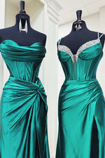 Load image into Gallery viewer, Fitted Slit Prom Dress with Corset Bodice Beads
