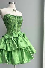 Load image into Gallery viewer, Strapless Embroidery Homecoming Dress with Bows
