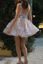 Load image into Gallery viewer, A-Line Sheer Corset Bodice Homecoming Dress
