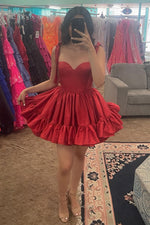 Load image into Gallery viewer, Cute Straps Ruffle Homecoming Dress
