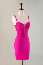 Load image into Gallery viewer, Pink Beaded Corset Homecoming Dress
