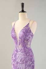 Load image into Gallery viewer, Sheath Lilac Embroidery Homecoming Dress
