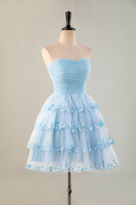 Load image into Gallery viewer, Strapless Tulle Ruffle Homecoming Dress
