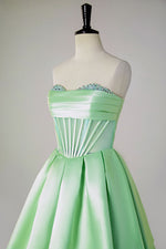 Load image into Gallery viewer, A-Line Strapless Sheer Corset Homecoming Dress with Beads
