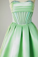 Load image into Gallery viewer, A-Line Strapless Sheer Corset Homecoming Dress with Beads
