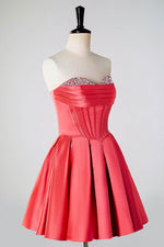 Load image into Gallery viewer, A-Line Strapless Corset Homecoming Dress with Beads
