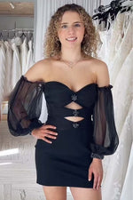 Load image into Gallery viewer, Sheath Strapless Homecoming Dress with Sleeves
