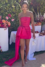 Load image into Gallery viewer, Pink Strapless Homecoming Dress with Hip Drape
