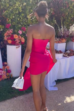 Load image into Gallery viewer, Pink Strapless Homecoming Dress with Hip Drape
