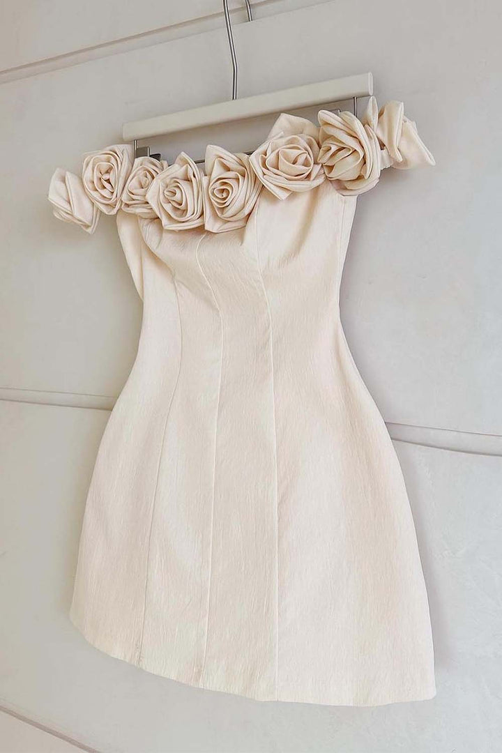 Off the Shoulder Flower Party Dress