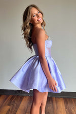 Load image into Gallery viewer, Strapless Sheer Corset Bodice Homecoming Dress
