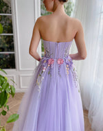 Load image into Gallery viewer, Sweetheart Lavender 3D Flowers Prom Dress
