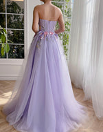 Load image into Gallery viewer, Sweetheart Lavender 3D Flowers Prom Dress
