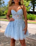 Load image into Gallery viewer, A-Line Appliques Corset Homecoming Dress
