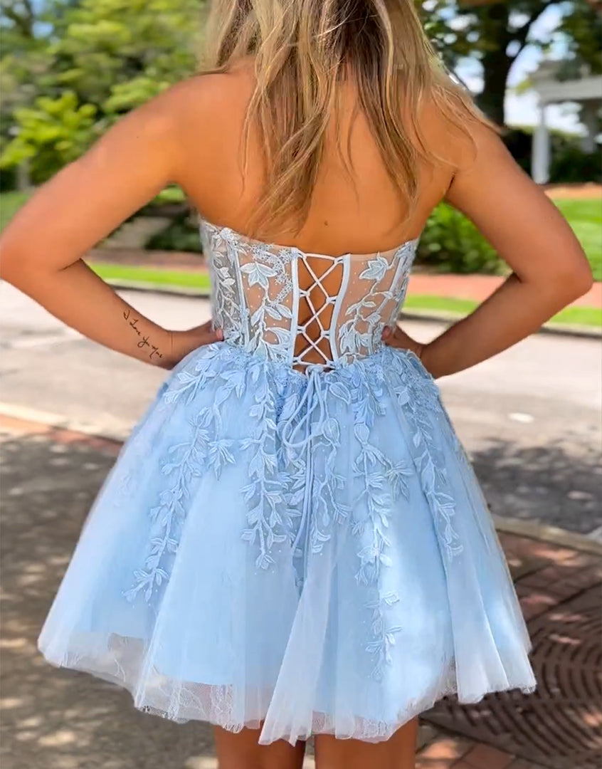 A-Line Appliques Corset Homecoming Dress