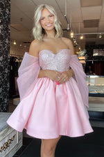 Load image into Gallery viewer, Light Pink Homecoming Gown with Sequin
