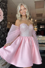 Load image into Gallery viewer, Light Pink Homecoming Gown with Sequin
