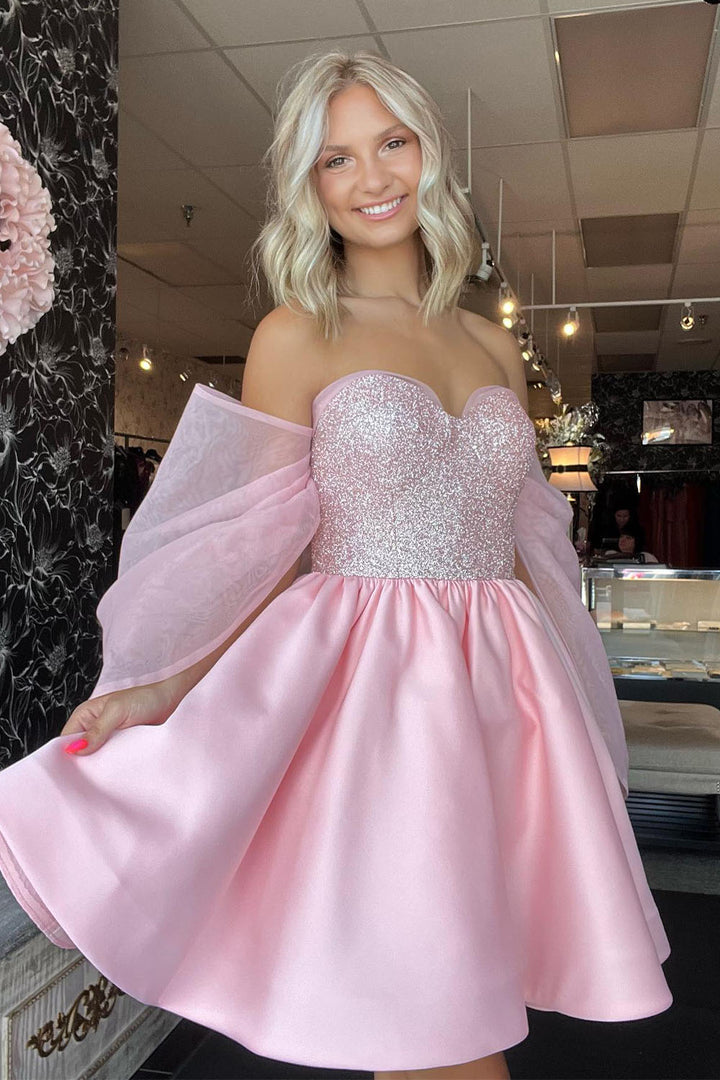 Light Pink Homecoming Gown with Sequin