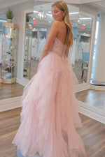 Load image into Gallery viewer, Cute Light Pink Ruffle Prom Dress with Bodice Corset
