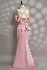 Load image into Gallery viewer, Off the Shoulder Light Pink Corset Prom Dress
