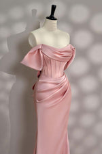 Load image into Gallery viewer, Off the Shoulder Light Pink Corset Prom Dress
