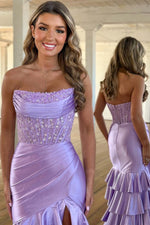 Load image into Gallery viewer, Strapless Corset Prom Dress with Ruffle Skirt
