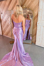 Load image into Gallery viewer, Fitted Strapless Beaded High Slit Prom Dress
