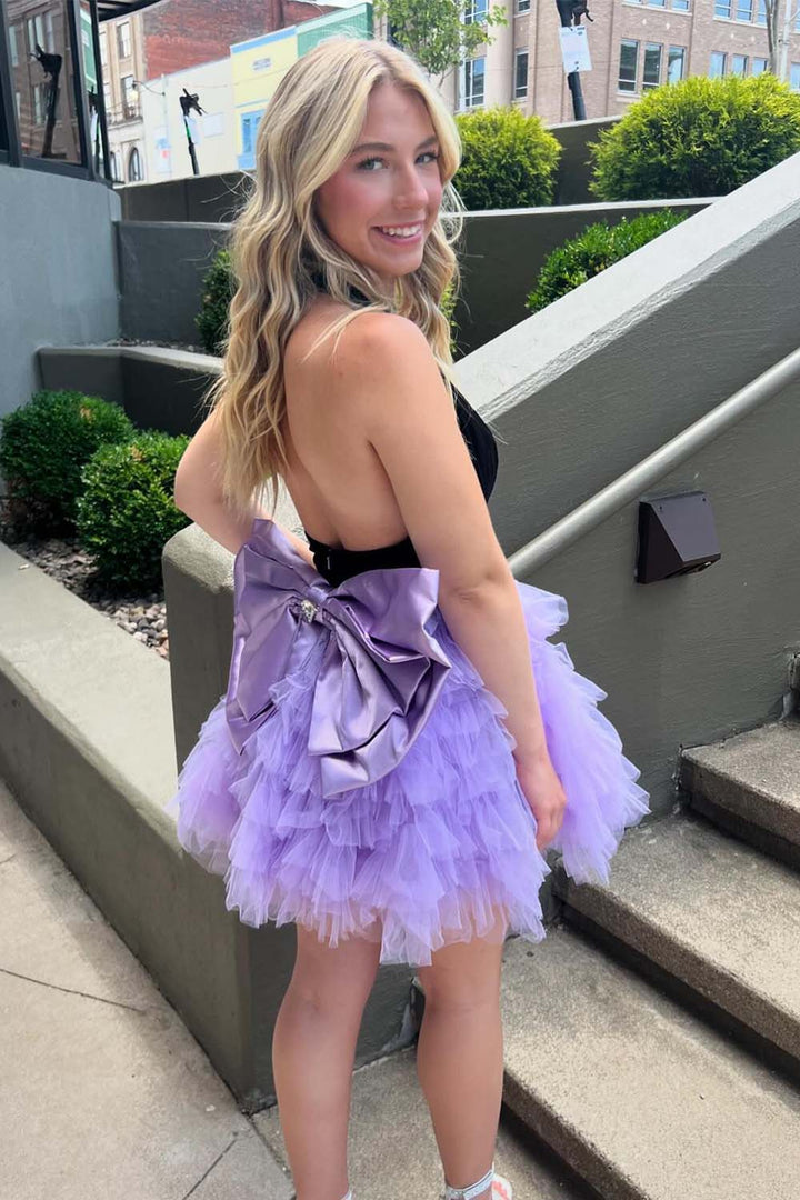 Tulle Tiered Lilac Homecoming Dress