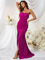 Load image into Gallery viewer, Sweetheart Slit Sequin Prom Dress
