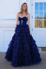 Load image into Gallery viewer, Strapless Tiered Bodycon Prom Gown
