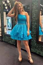 Load image into Gallery viewer, Cute One Shoulder Homecoming Dress
