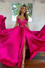 Load image into Gallery viewer, Pleated Cutout Open Back Prom Dress
