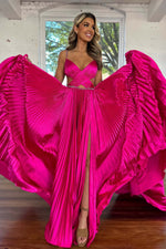 Load image into Gallery viewer, Pleated Cutout Open Back Prom Dress
