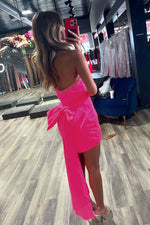 Load image into Gallery viewer, Pink Strapless Homecoming Dress with Bow
