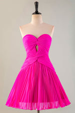 Load image into Gallery viewer, Pleated Strapless Homecoming Dress with Keyhole

