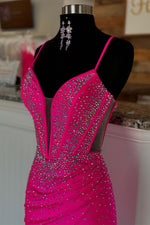 Load image into Gallery viewer, Pink Beads Corset Bodice Homecoming Dress
