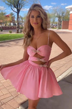 Load image into Gallery viewer, A-Line Bodice Homecoming Dress with Bows
